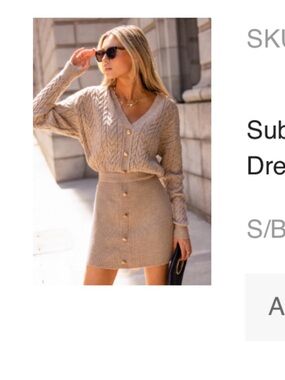 Cupshe Beige Cable Knit Button-Front Mini Dress